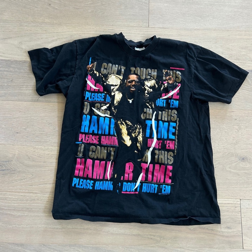 READ 1990 MC Hammer Cant Touch This Hanes Shirt Black XL Single Stitch USA